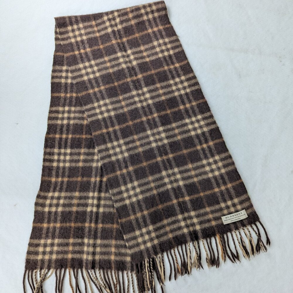 Burberry Cashmere Scarf Brown | Unisex | Classic Check | Used Excellent